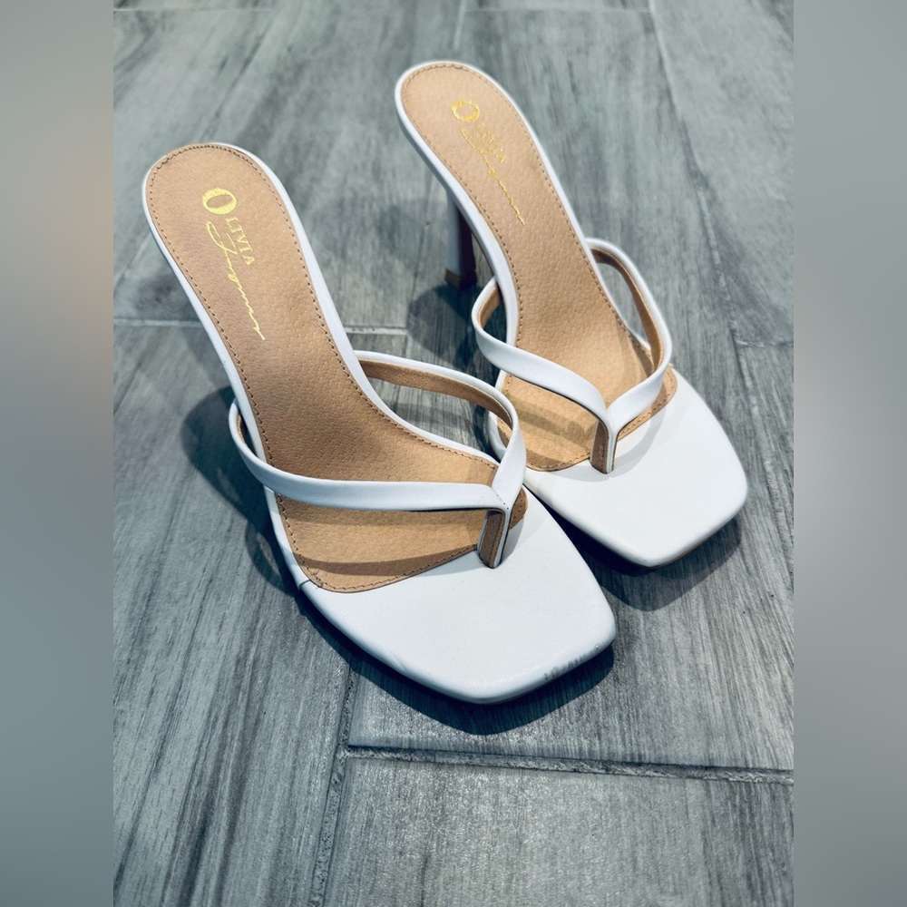 White Heeled Sandals Size 7